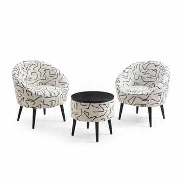 Korvatuoli- ja sohvapöytäsarja (3 osaa) Atelier Del Sofa Lida (75 x 100 x 42 cm) musta/valkoinen - Musta/valkoinen - Huonekalut - Kalustesetit - Olohuoneen kalustesetit