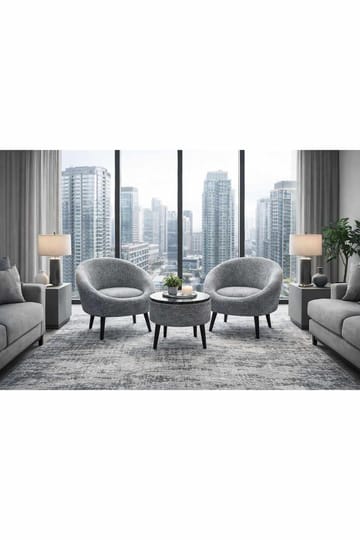 Lepotuoli- ja sohvapöytäsarja (3 osaa) Atelier Del Sofa Lida Linen (75 x 100 x 42 cm) Harmaa - Huonekalut - Kalustesetit - Olohuoneen kalustesetit