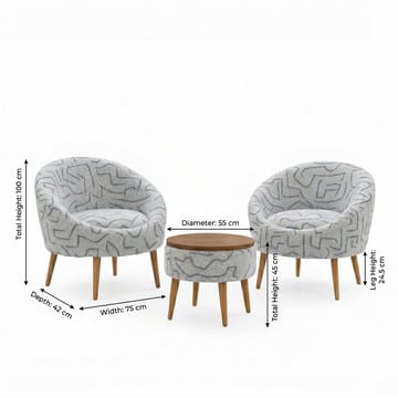 Lepotuoli- ja sohvapöytäsarja (3 osaa) Atelier Del Sofa Lida Weave (75 x 100 x 42 cm) Tummansininen Valkoinen - Tummansininen ja valkoinen - Huonekalut - Kalustesetit - Olohuoneen kalustesetit