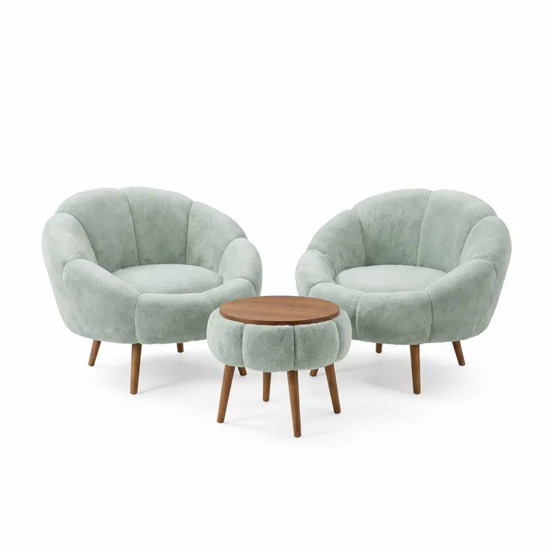 Lepotuoli- ja sohvapöytäsarja (3 osaa) Atelier Del Sofa Lida Wellsoft (75 x 100 x 42 cm) Vihreä, undefined