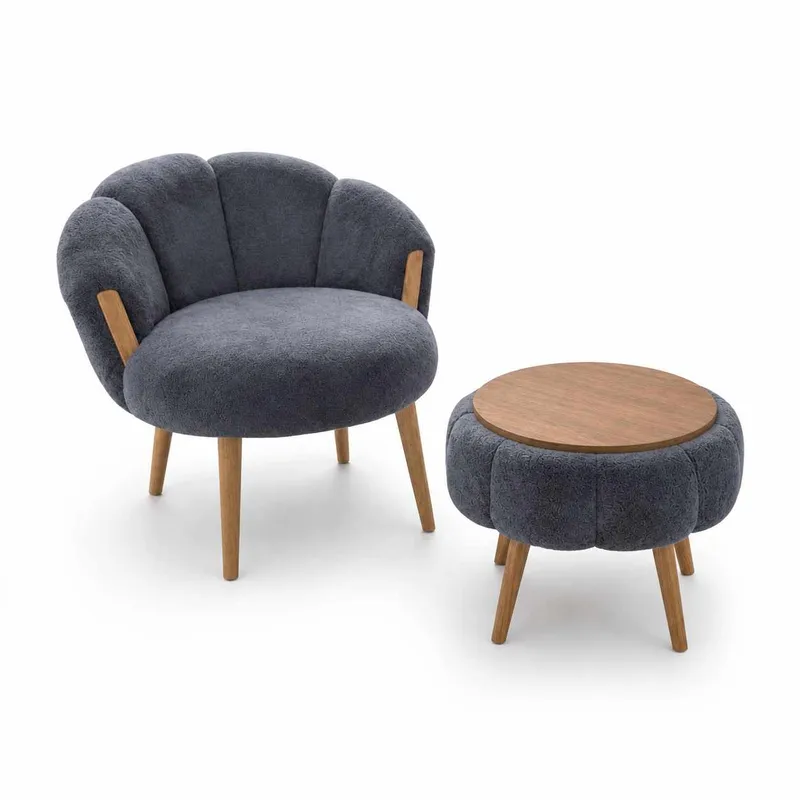 Lepotuoli- ja sohvapöytäsarja (3 osaa) Atelier Del Sofa Star (75 x 100 x 42 cm) Antrasiitti, Antrasiitti