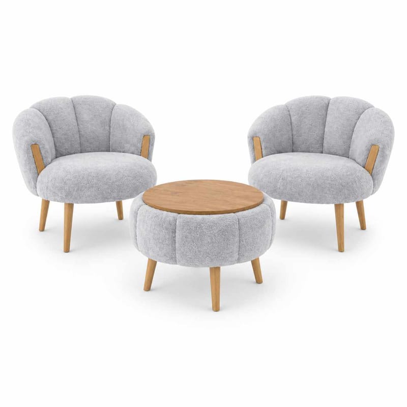 Lepotuoli- ja sohvapöytäsarja (3 osaa) Atelier Del Sofa Star (75 x 100 x 42 cm) Harmaa, undefined