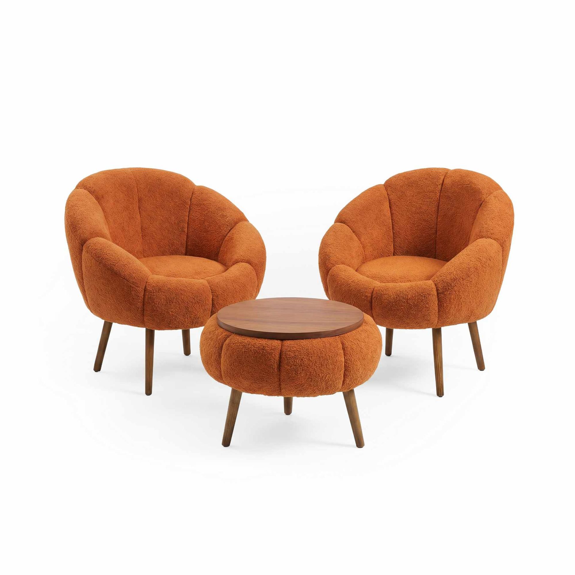 Lepotuoli- ja sohvapöytäsarja (3 osaa) Atelier Del Sofa Lida Wellsoft (75 x 100 x 42 cm) Oranssi -