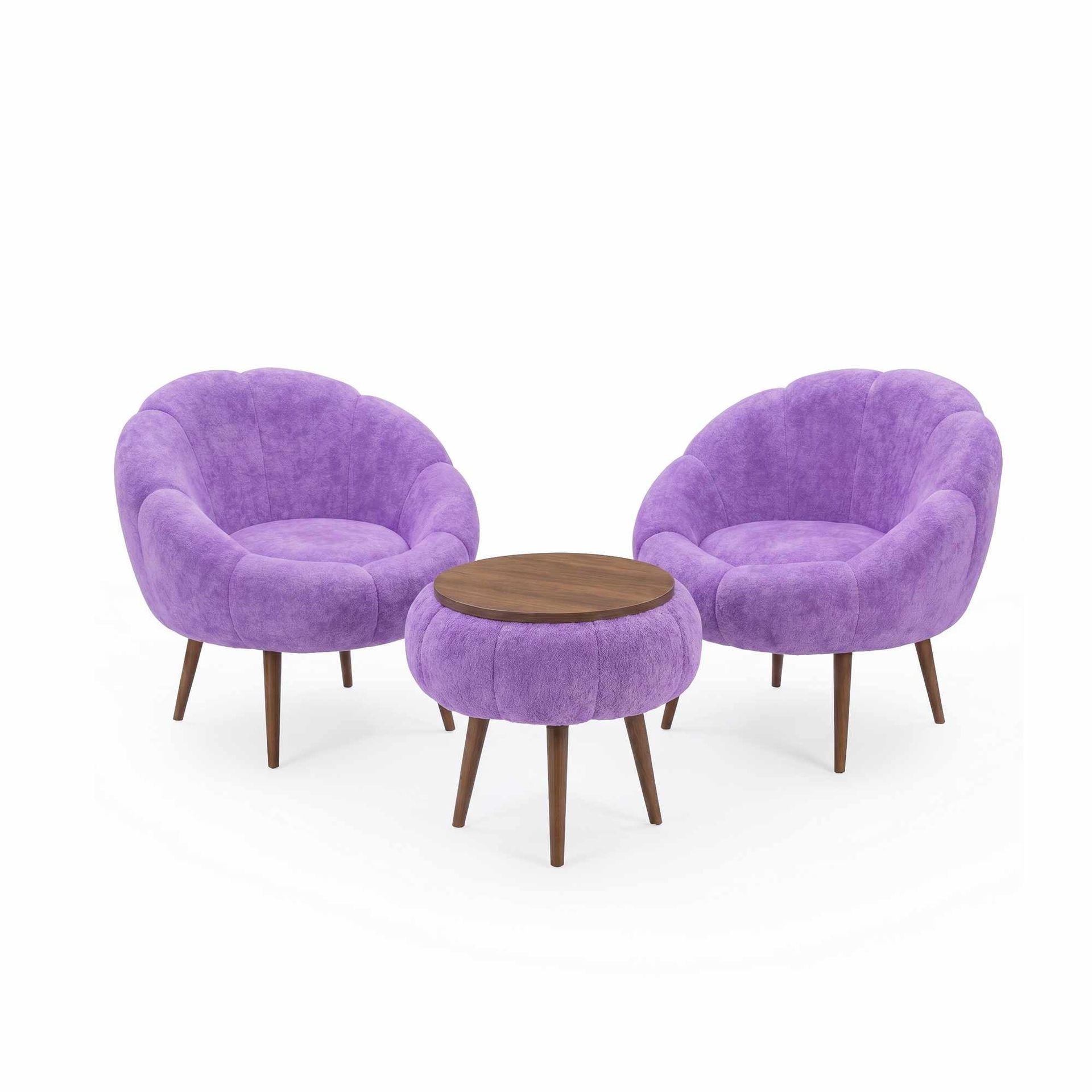 Lepotuoli- ja sohvapöytäsarja (3 osaa) Atelier Del Sofa Lida Wellsoft (75 x 100 x 42 cm) Syreeni -