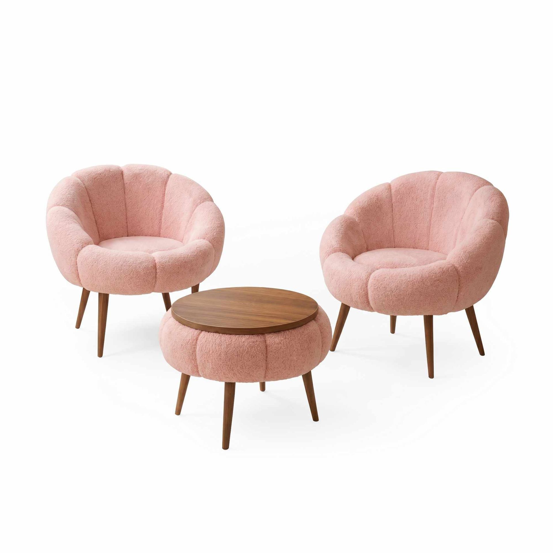 Lepotuoli- ja sohvapöytäsarja (3 osaa) Atelier Del Sofa Lida Wellsoft (75 x 100 x 42 cm) Vaaleanpunainen -