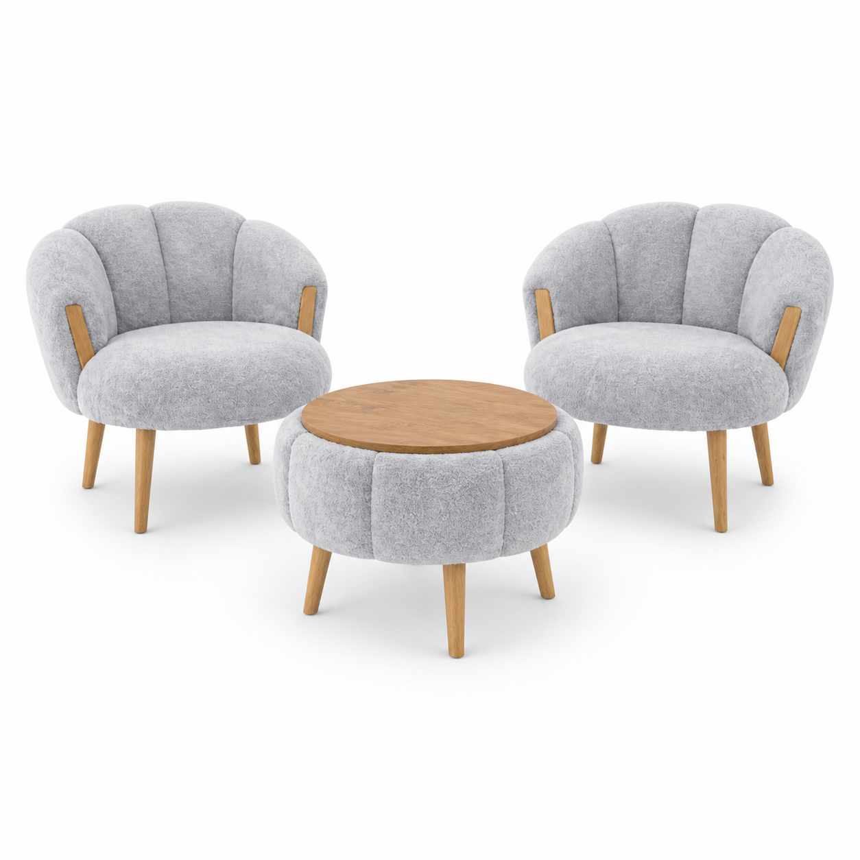 Lepotuoli- ja sohvapöytäsarja (3 osaa) Atelier Del Sofa Star (75 x 100 x 42 cm) Harmaa -