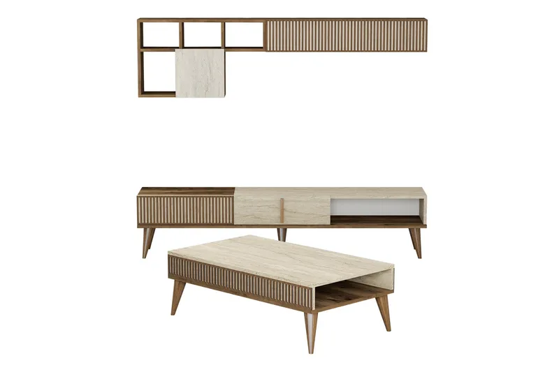 Lissione Huonekalusetti Olohuoneeseen, Pähkinäpuu/Beige