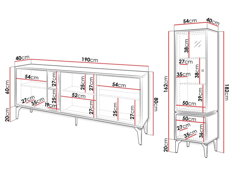 Lorvenn Olohuoneen kalustepaketti - Ruskea/Musta - Huonekalut - Kalustesetit - Olohuoneen kalustesetit