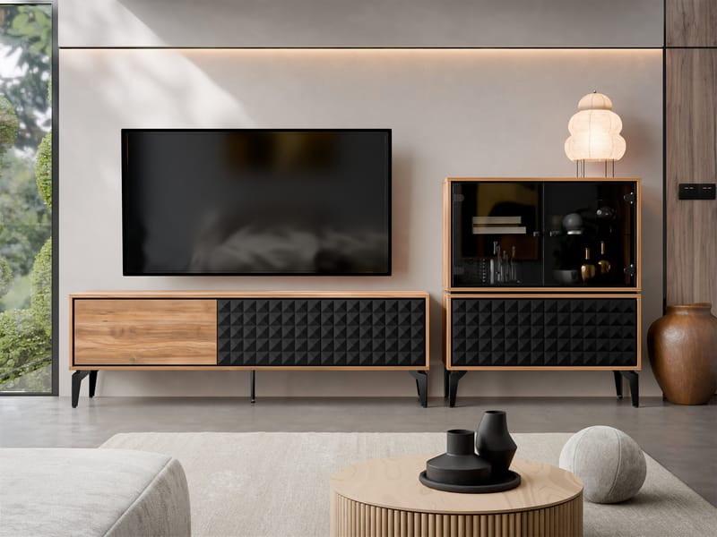 Lorvenn Olohuoneen kalustepaketti - Ruskea/Musta - Huonekalut - Kalustesetit - Olohuoneen kalustesetit