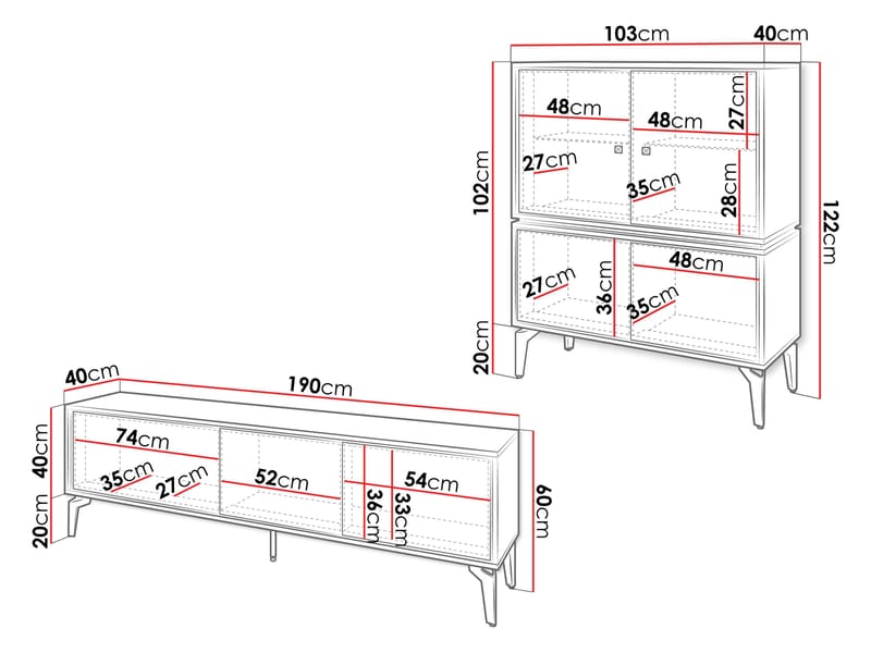 Lorvenn Olohuoneen kalustepaketti - Ruskea/Musta - Huonekalut - Kalustesetit - Olohuoneen kalustesetit