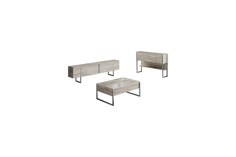 Luxe Huonekalusetti Olohuoneeseen - Beige/Hopea - Huonekalut - Kalustesetit - Olohuoneen kalustesetit