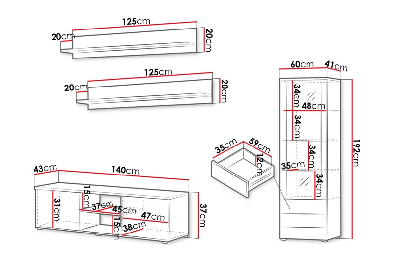 Lyrosen Kalustesarja - olohuone - Beige - Huonekalut - Kalustesetit - Olohuoneen kalustesetit