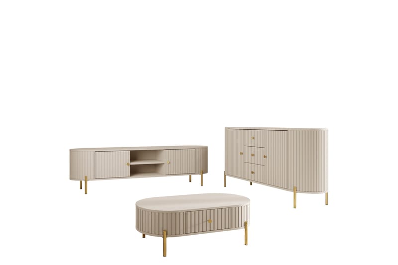 Maggio-Huonekalusetti Olohuoneeseen - Beige - Huonekalut - Kalustesetit - Olohuoneen kalustesetit