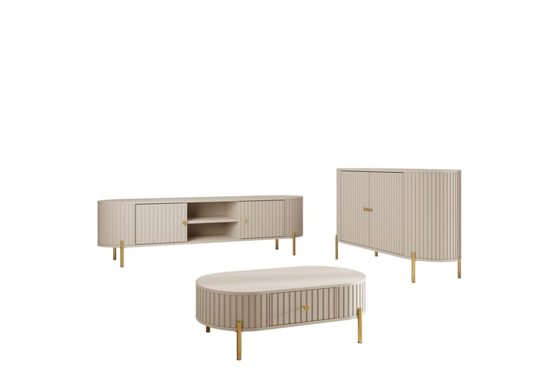 Maggio-Huonekalusetti Olohuoneeseen - Beige - Huonekalut - Kalustesetit - Olohuoneen kalustesetit