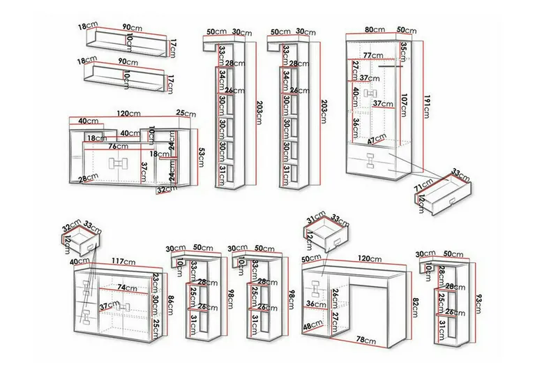 Castlebay Möbelset För Sovrum Brown - Huonekalut - Kalustesetit - Makuuhuoneen kalustesetit