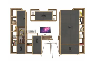 Castlebay Möbelset För Sovrum Grey High Gloss - Huonekalut - Kalustesetit - Makuuhuoneen kalustesetit