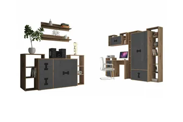Castlebay Möbelset För Sovrum Grey High Gloss - Huonekalut - Kalustesetit - Makuuhuoneen kalustesetit