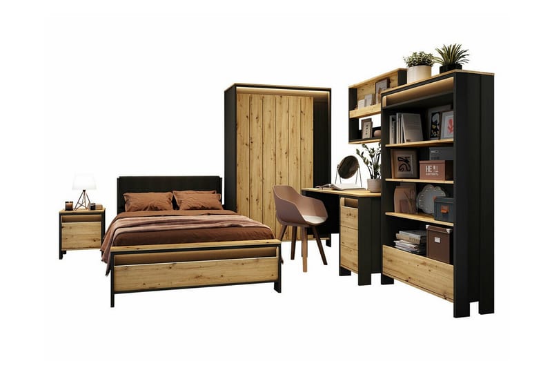 Makuuhuoneen kalustesetti Rathmore, Musta