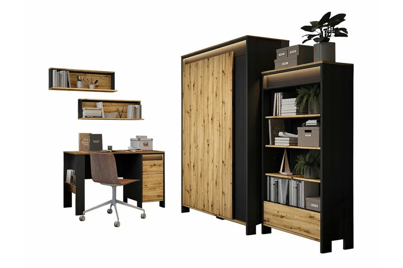 Makuuhuoneen kalustesetti Rathmore, Musta