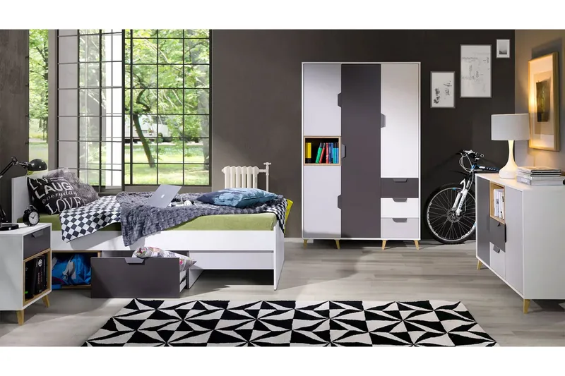 Makuuhuoneen kalustesetti Takeshi, Vihreä/Harmaa