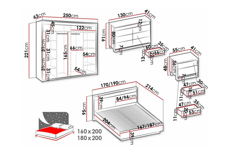 Rathmore Möbelset För Sovrum Black - Huonekalut - Kalustesetit - Makuuhuoneen kalustesetit