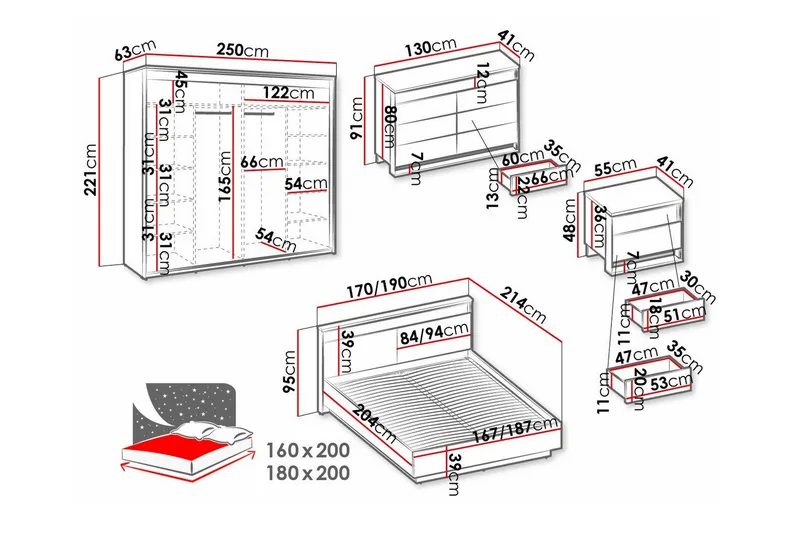 Rathmore Möbelset För Sovrum Black - Huonekalut - Kalustesetit - Makuuhuoneen kalustesetit