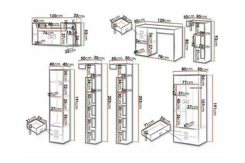 White - Huonekalut - Kalustesetit - Makuuhuoneen kalustesetit