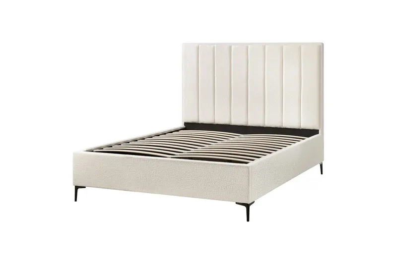 Makuuhuonesetti Sezanne Valkoinen/Musta, 160x200 cm, Bouclé - Valkoinen/Musta, 160x200 cm, Bouclé - Huonekalut - Kalustesetit - Makuuhuoneen kalustesetit