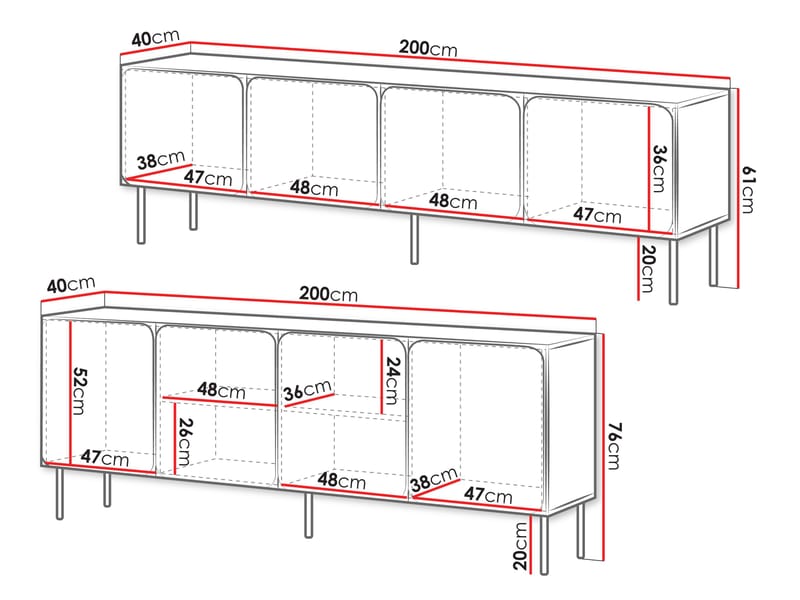 Marros Huonekalusetti Senkki 200 cm - Beige - Huonekalut - Kalustesetit - Olohuoneen kalustesetit