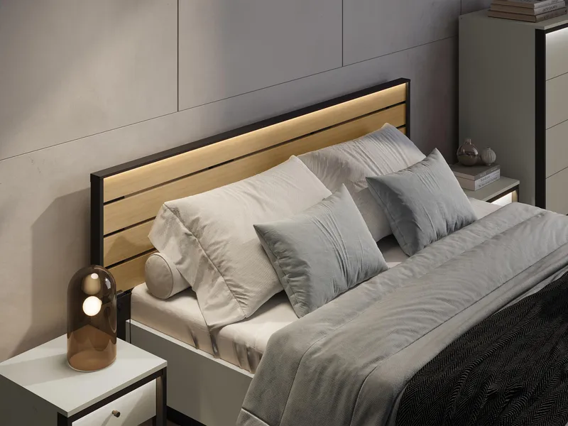 Navron Makuuhuoneen kalustepaketti - Beige/Musta - Huonekalut - Kalustesetit - Makuuhuoneen kalustesetit