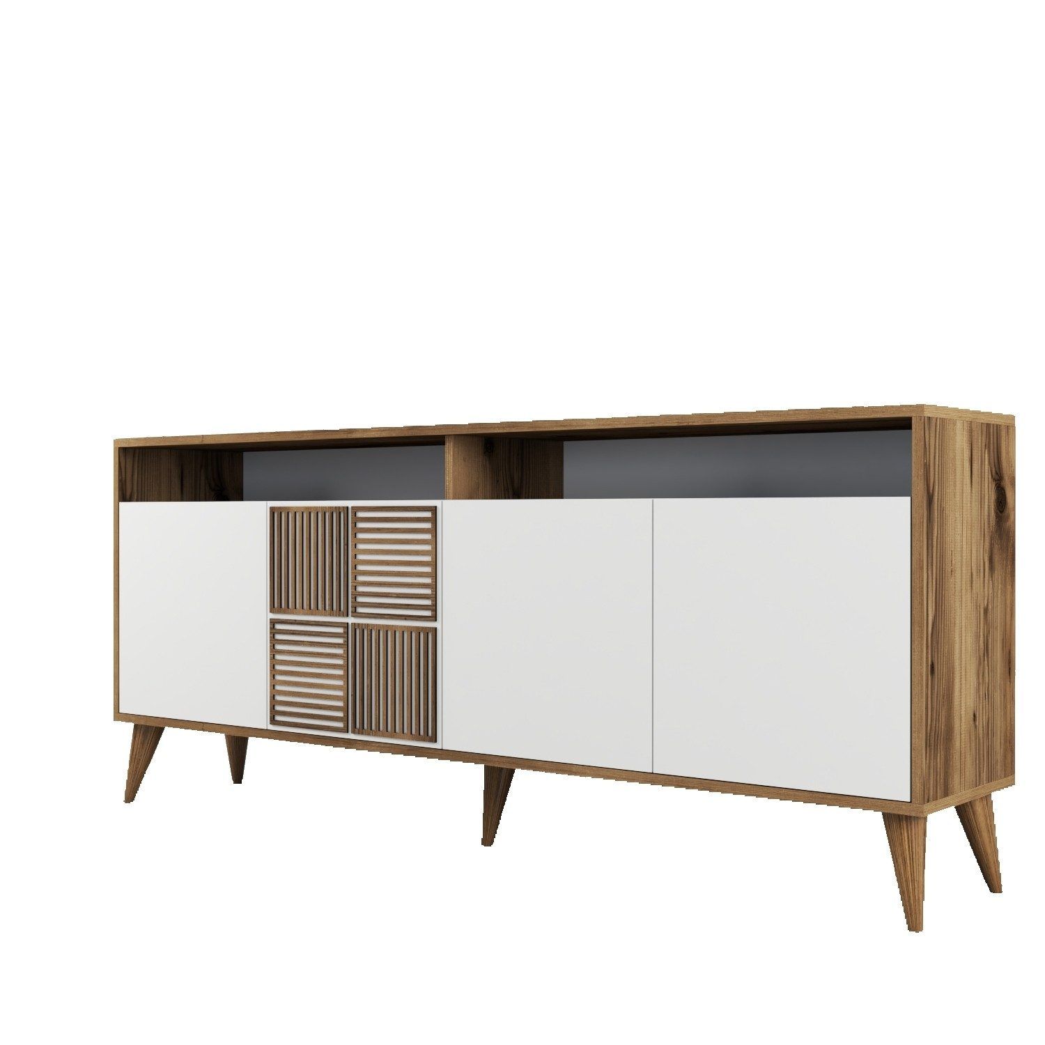 Olohuoneen kalustesarja Hanah Home Milan500 (180 x 78,6 x 35 cm) Pähkinä / valkoinen -