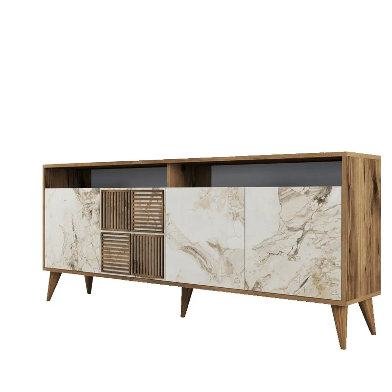 Olohuoneen kalustesarja Hanah Home Milan500 (180 x 78,6 x 35 cm) Pähkinäpuu / travertiini, undefined
