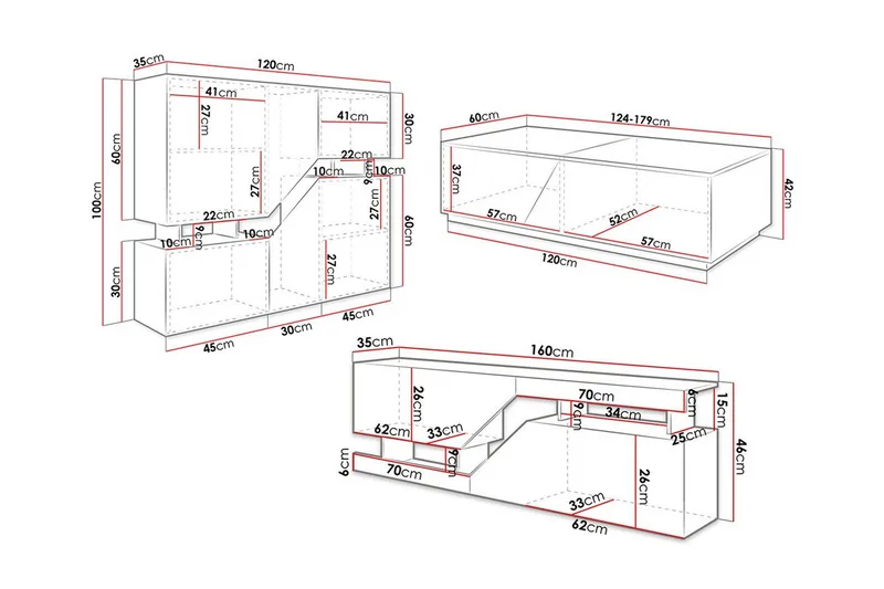 Carbost Möbelset För Vardagsrum White - Huonekalut - Kalustesetit - Olohuoneen kalustesetit