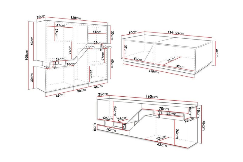 Carbost Möbelset För Vardagsrum White - Huonekalut - Kalustesetit - Olohuoneen kalustesetit