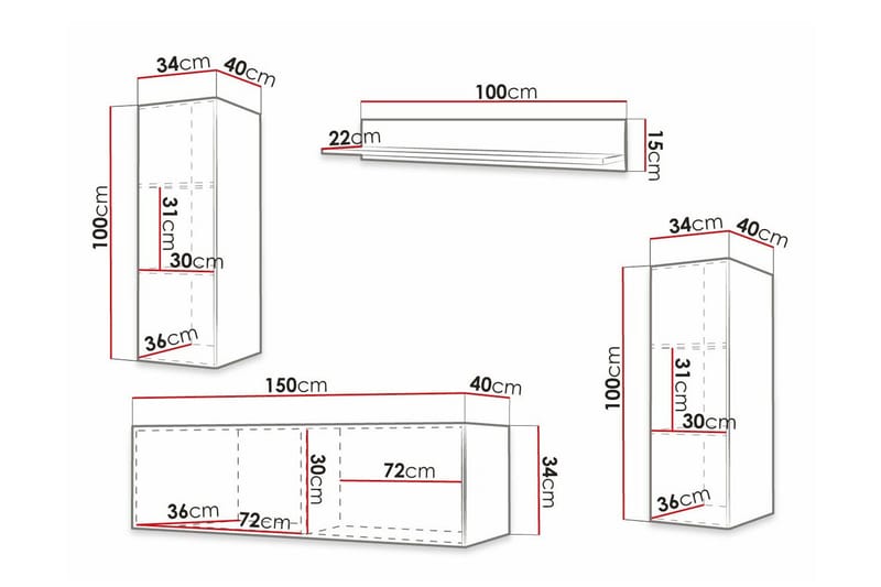 Dunvegan Möbelset För Vardagsrum Black - Huonekalut - Kalustesetit - Olohuoneen kalustesetit