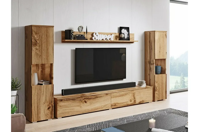 Galbally Möbelset För Vardagsrum Brown - Huonekalut - Kalustesetit - Olohuoneen kalustesetit