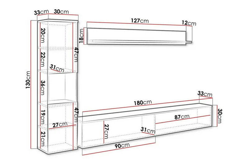 Galbally Möbelset För Vardagsrum Brown - Huonekalut - Kalustesetit - Olohuoneen kalustesetit