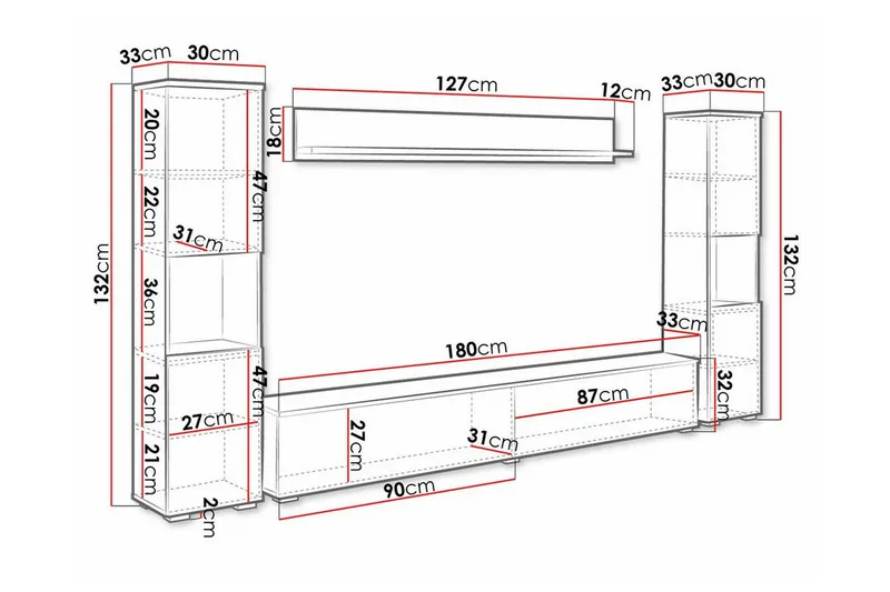 Galbally Möbelset För Vardagsrum Brown - Huonekalut - Kalustesetit - Olohuoneen kalustesetit