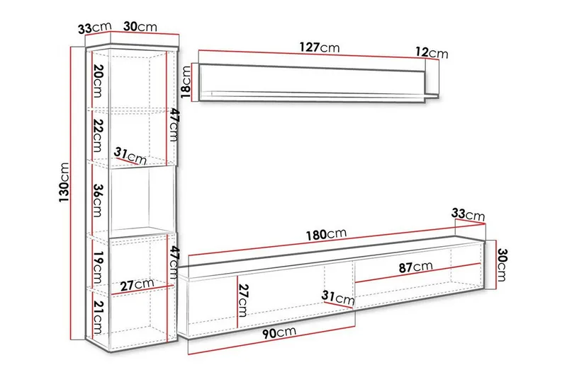 Galbally Möbelset För Vardagsrum White - Huonekalut - Kalustesetit - Olohuoneen kalustesetit