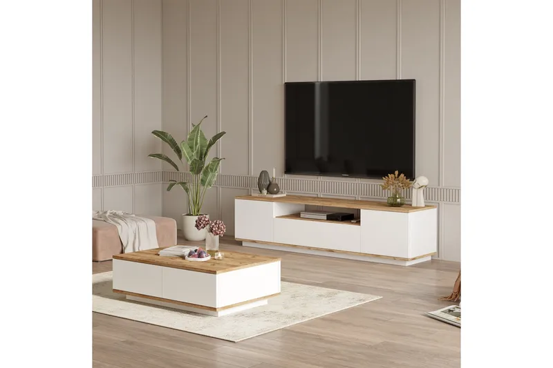 Huonekalusetti Olohuoneeseen Calrin - Valkoinen - Huonekalut - Kalustesetit - Olohuoneen kalustesetit