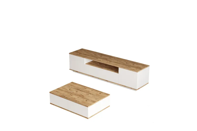 Huonekalusetti Olohuoneeseen Calrin - Valkoinen - Huonekalut - Kalustesetit - Olohuoneen kalustesetit