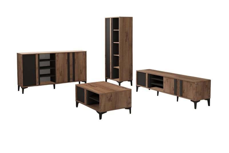 Huonekalusetti Olohuoneeseen Lacin - Antrasiitti - Huonekalut - Kalustesetit - Olohuoneen kalustesetit