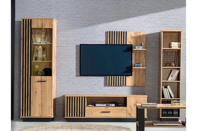 Kalustesetti Olohuoneeseen, Musta/Tammi