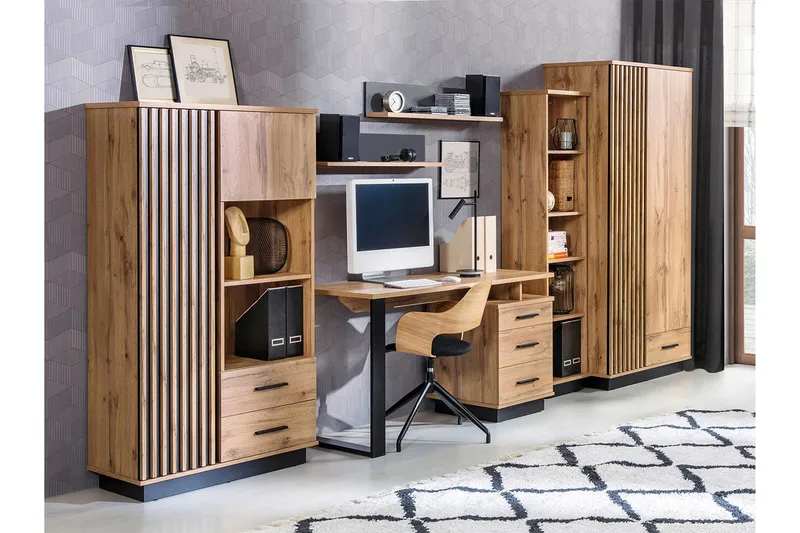 Kalustesetti Olohuoneeseen, Musta/Tammi