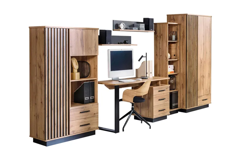 Kalustesetti Olohuoneeseen - Musta/Tammi - Huonekalut - Kalustesetit - Olohuoneen kalustesetit