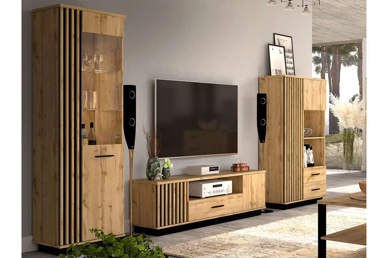 Kalustesetti Olohuoneeseen, Musta/Tammi