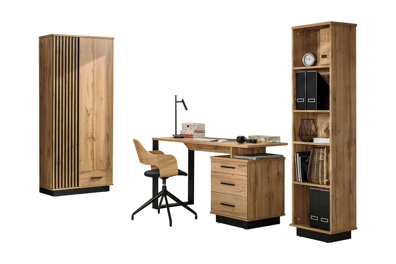 Kalustesetti Olohuoneeseen - Musta/Tammi - Huonekalut - Kalustesetit - Olohuoneen kalustesetit