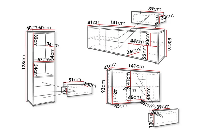 Kintore Möbelset För Vardagsrum White - Huonekalut - Kalustesetit - Olohuoneen kalustesetit