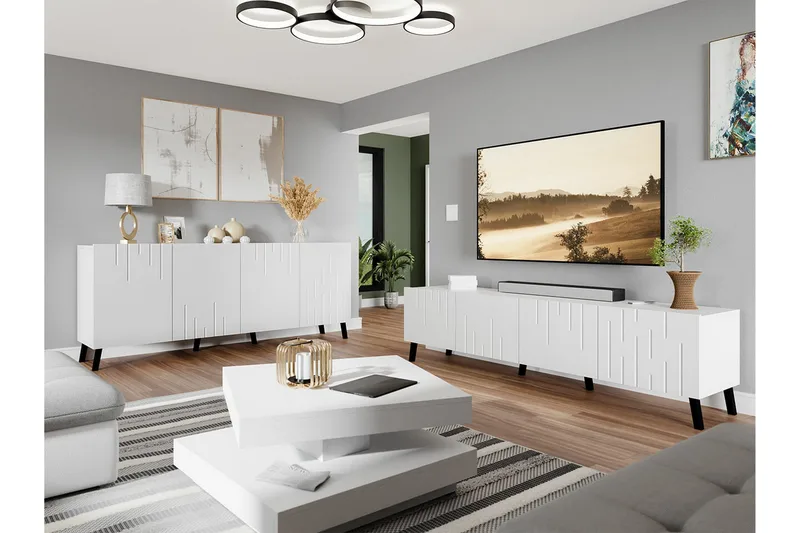 Kintore Möbelset För Vardagsrum White - Huonekalut - Kalustesetit - Olohuoneen kalustesetit