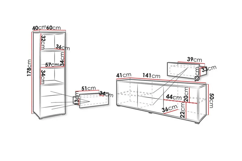 Kintore Möbelset För Vardagsrum White - Huonekalut - Kalustesetit - Olohuoneen kalustesetit